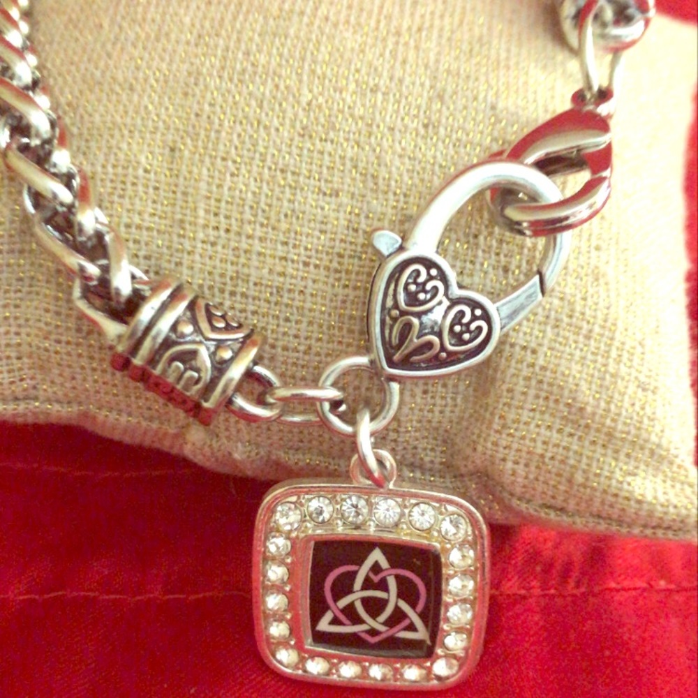 Inspired Brand Silver Bracelet with Square Charm